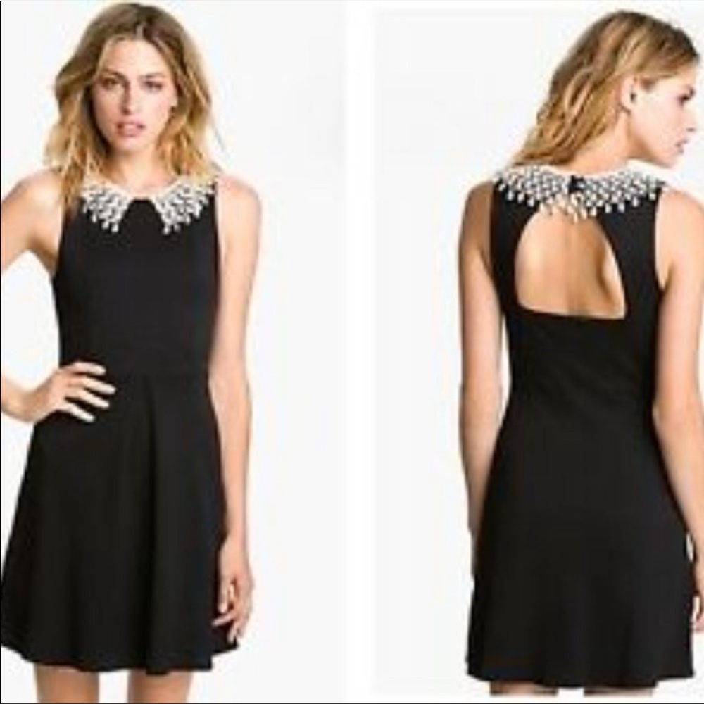 GUC Free People Waffle Knit Black Collar Dress S